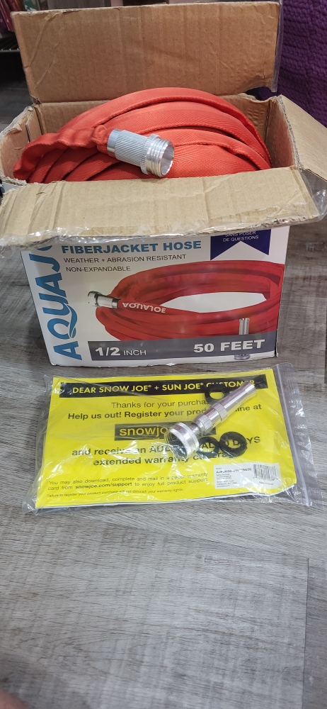 Snow Joe + Sun Joe Aquajet Fiber Jacket Hose 50ft 1/2 inch