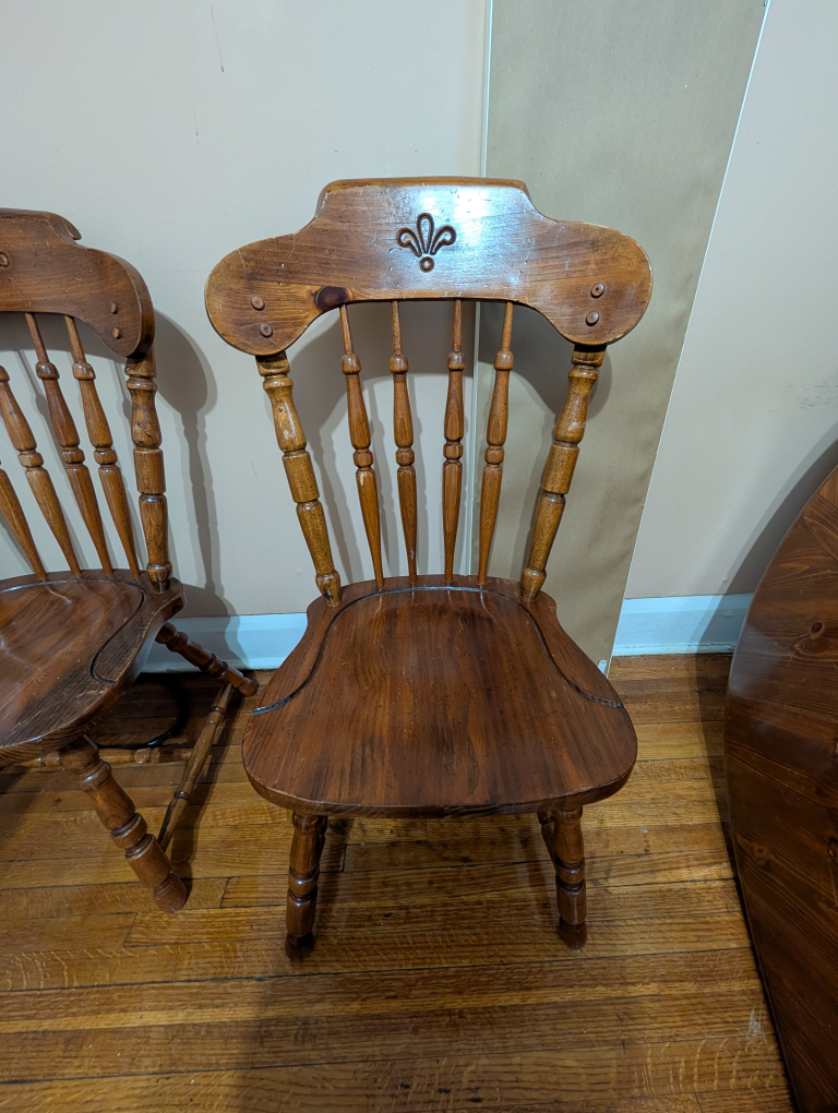 Vintage Wooden Dining Set - Table and Four Chairs