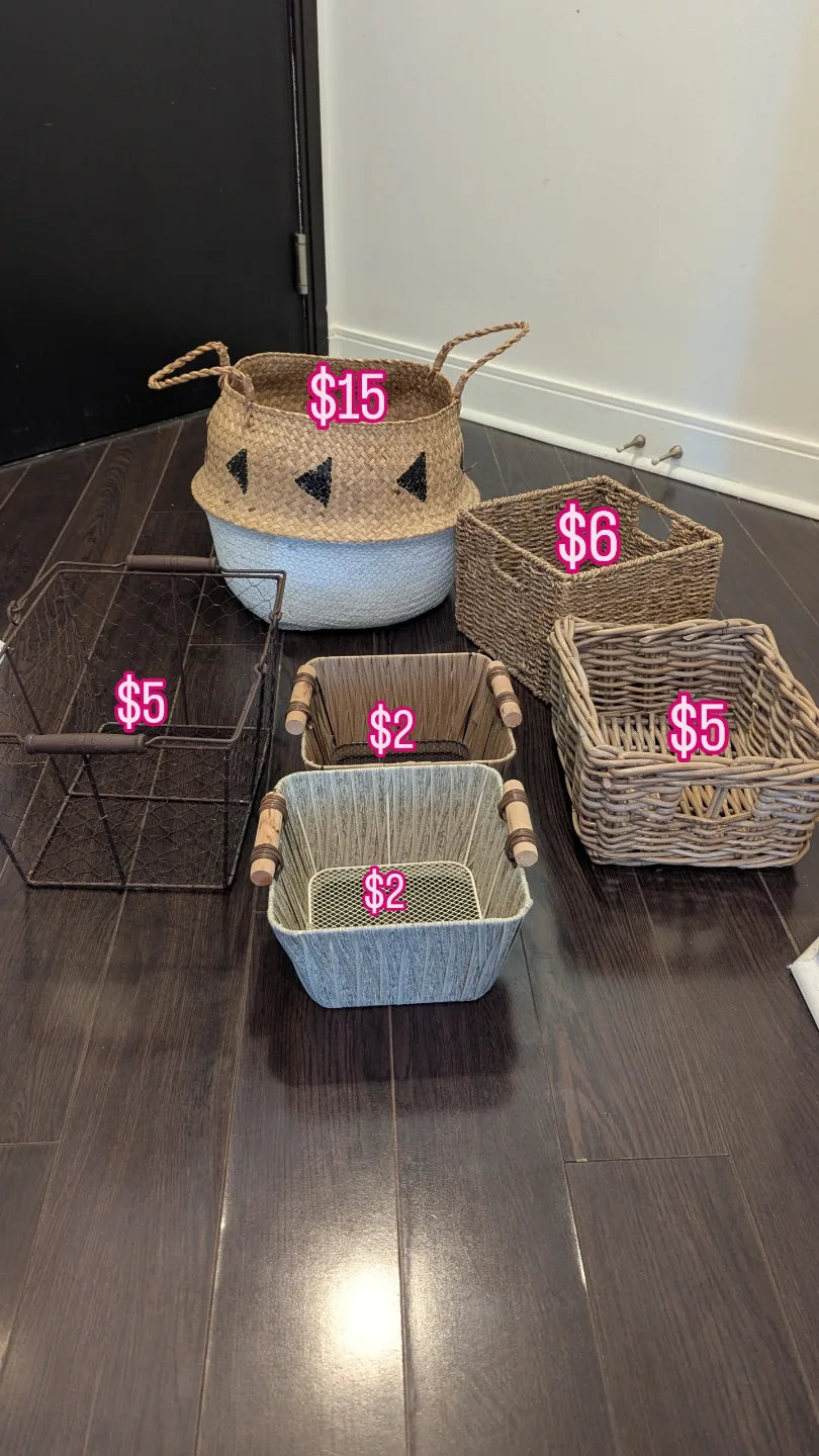 Six Baskets - Variety of Styles and Sizes thumbnail