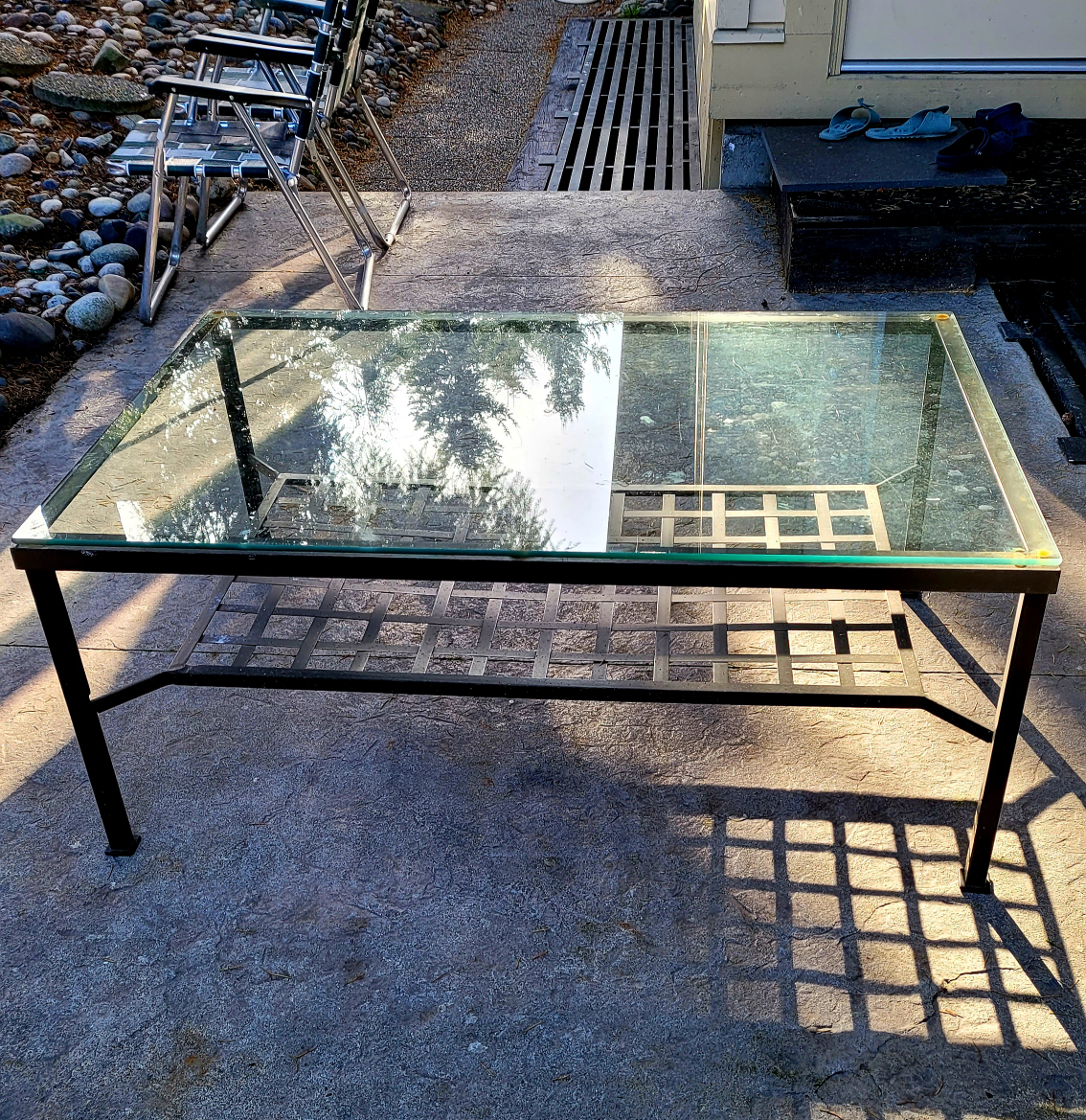 Glass Top Metal Frame Coffee Table - photo 2