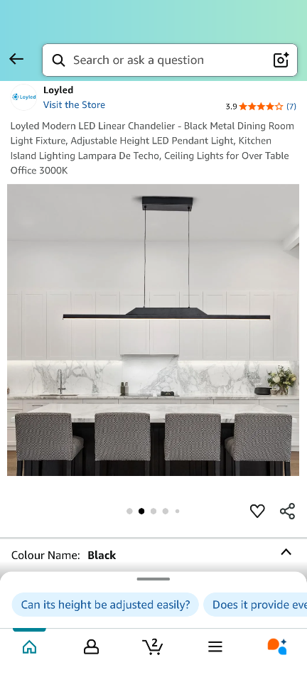 Loyled Modern LED Linear Chandelier - Black - photo 4
