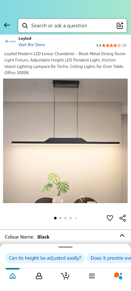 Loyled Modern LED Linear Chandelier - Black - photo 5