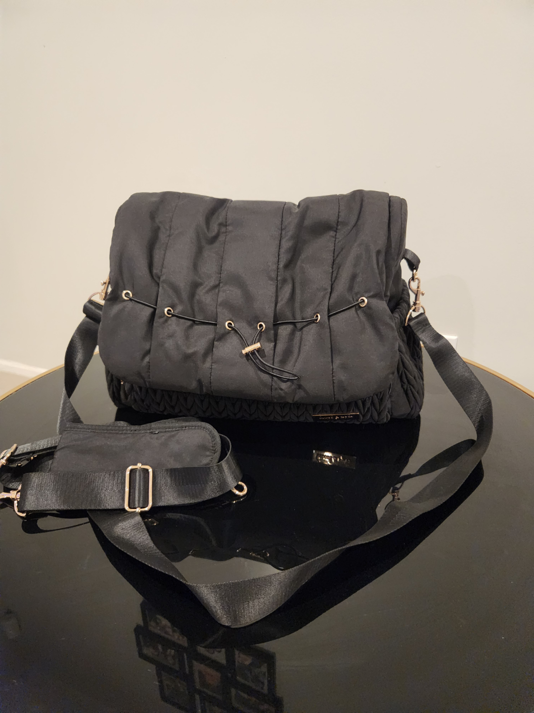 Hannah & Sophia Diaper Bag Backpack & Messenger Bag - Black