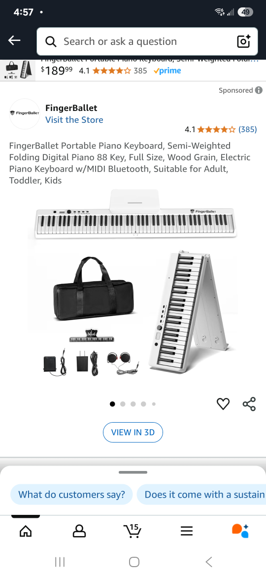 FingerBallet 88-Key Portable Piano Keyboard