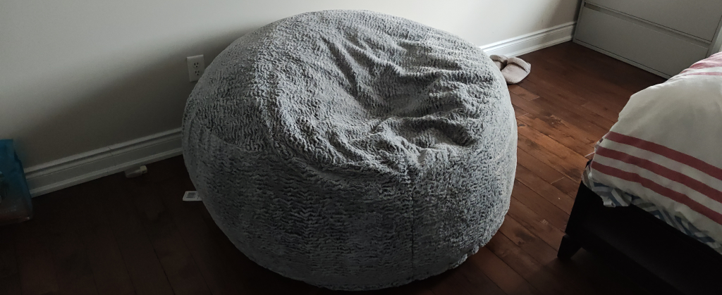 Grey Faux Fur Bean Bag Chair - photo 2