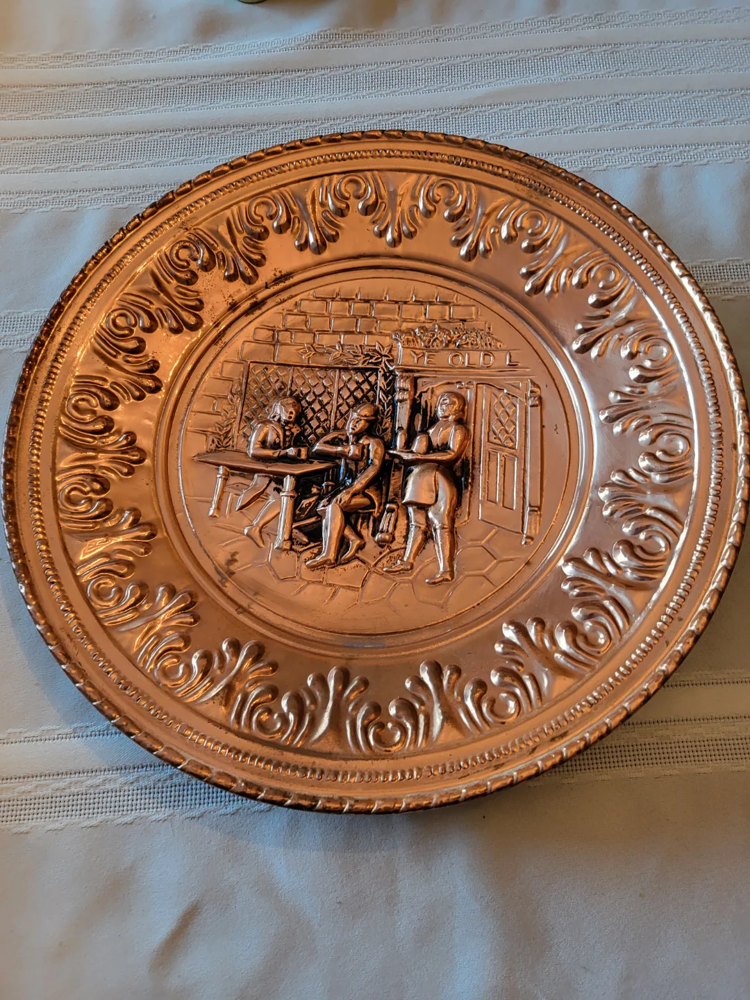 Vintage Copper Wall Plaque - Ye Olde Pub Scene thumbnail