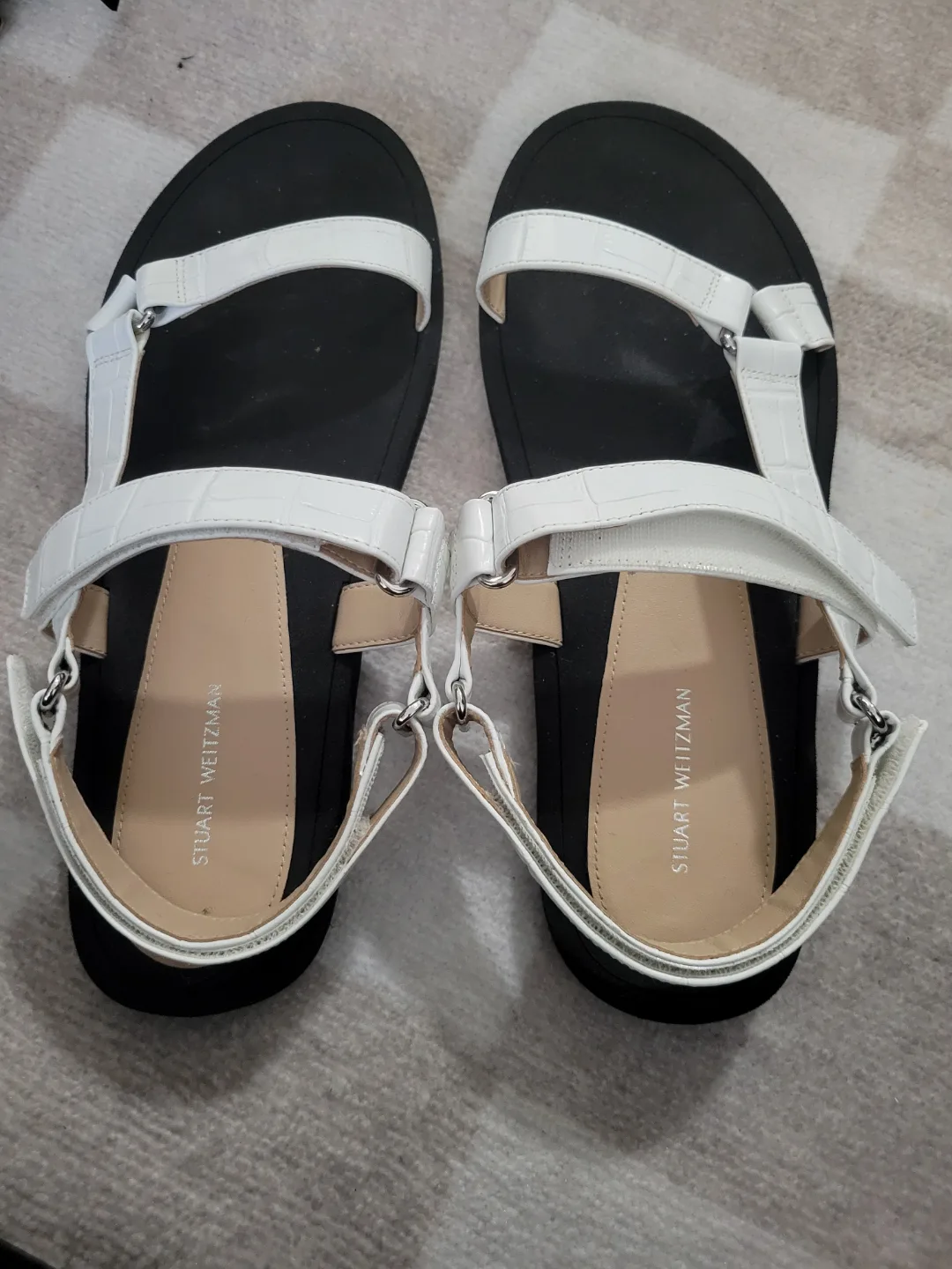 Stuart Weitzman White Leather Sandals image indicator(2)
