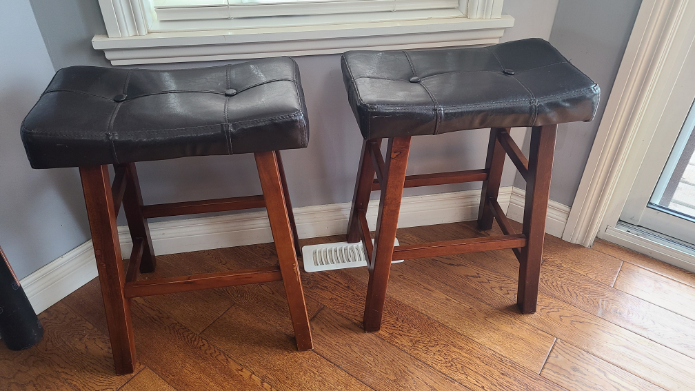 Pair of Brown Leatherette Bar Stools