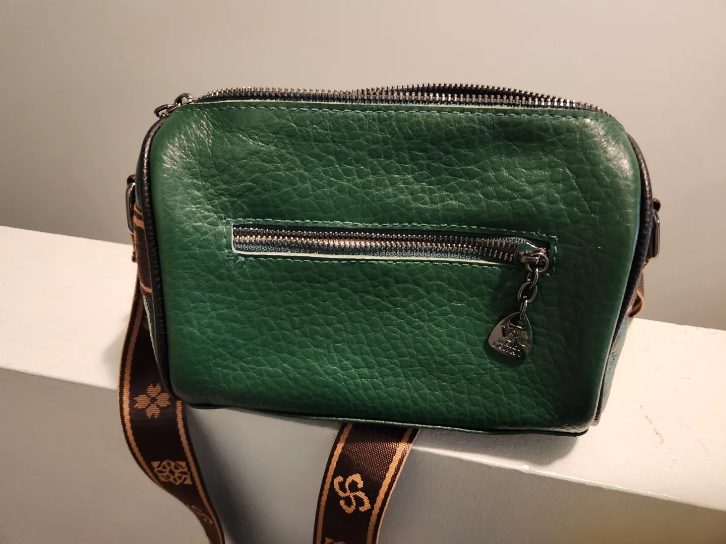 Green Leather ( like) Crossbody Bag image indicator(2)