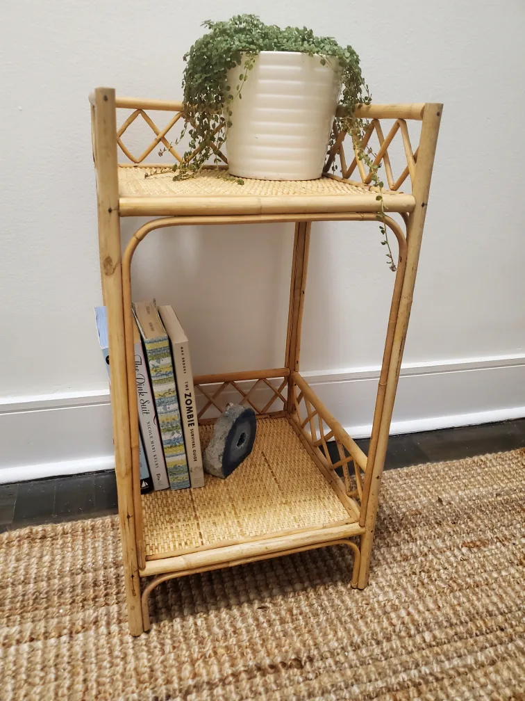 Vintage Rattan Two-Tier Side Table image indicator(2)