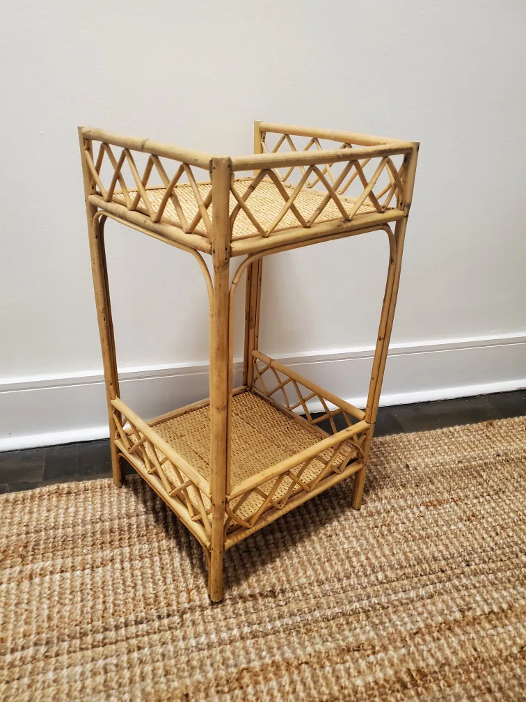 Vintage Rattan Two-Tier Side Table image indicator(4)