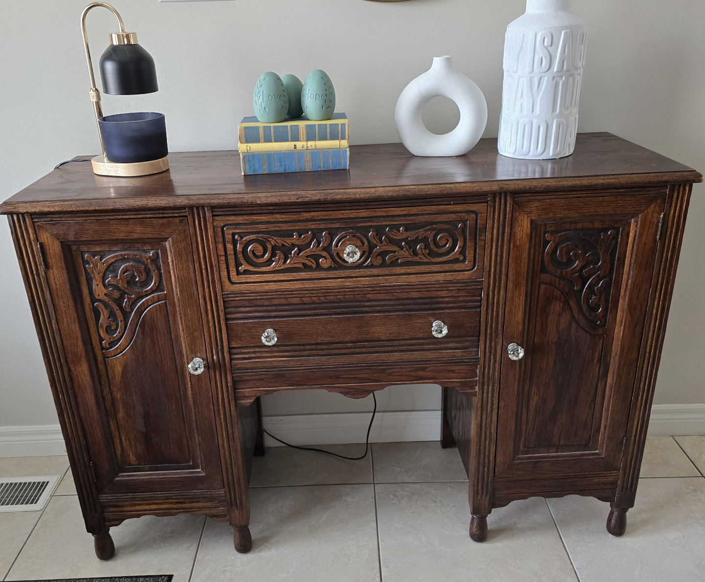 Antique Carved Wood Buffet/Entrance Table