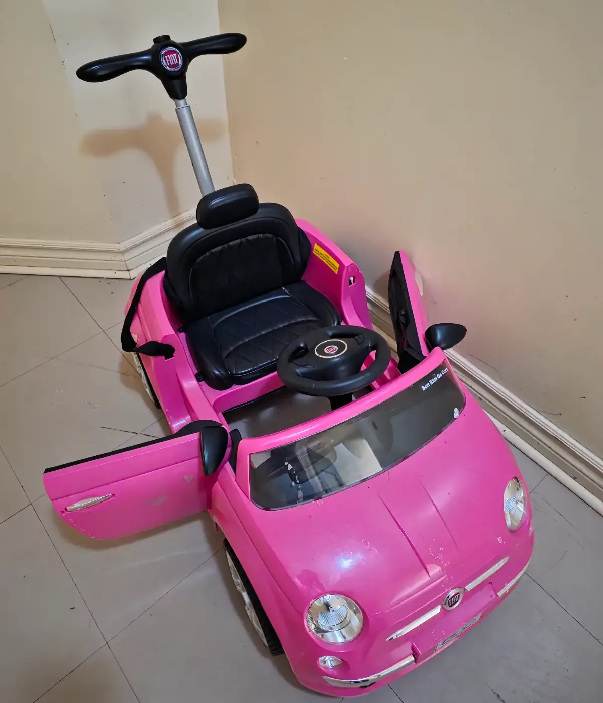 Pink Fiat 500 Ride-On Car