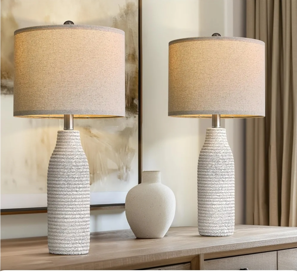 Set of 2 Ceramic Modern Farmhouse Table Lamps