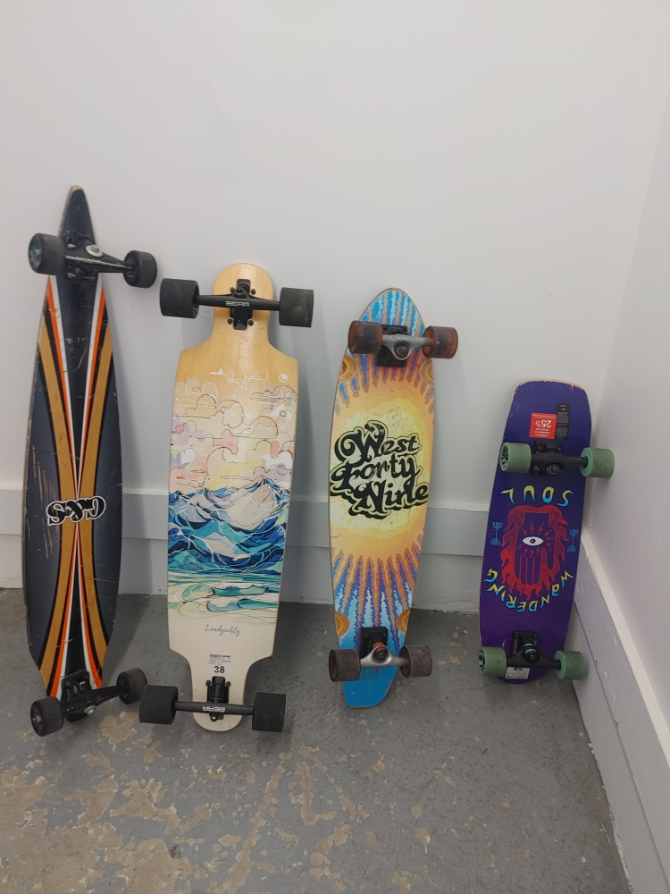 Four Longboards - Variety of Styles and Brands