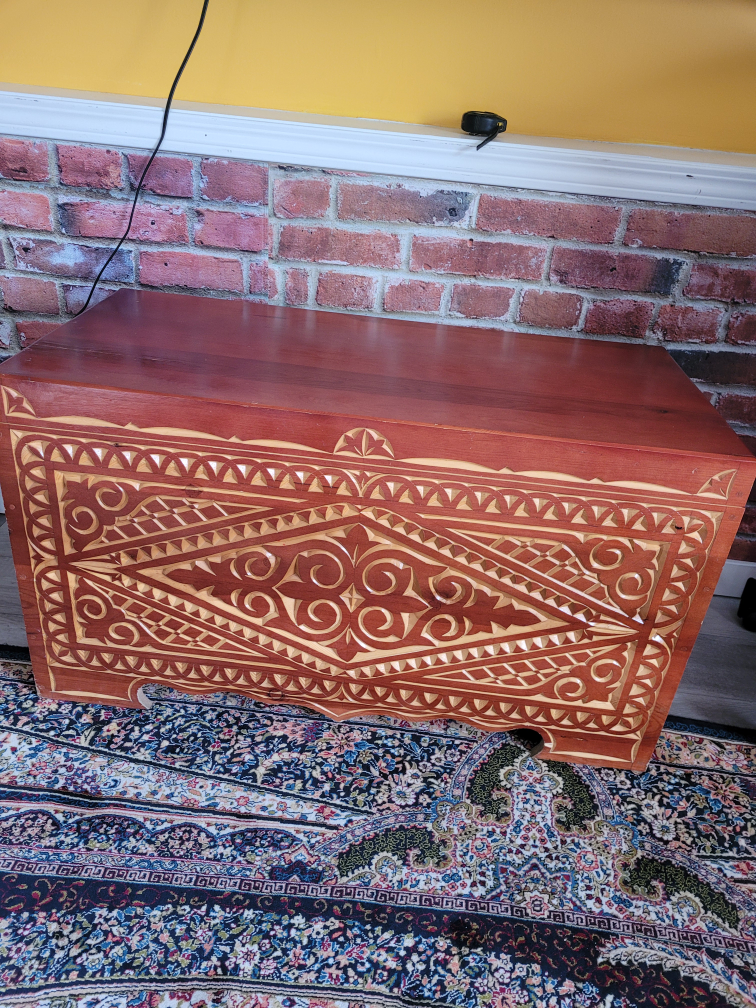 Hand-Carved Wooden Chest
