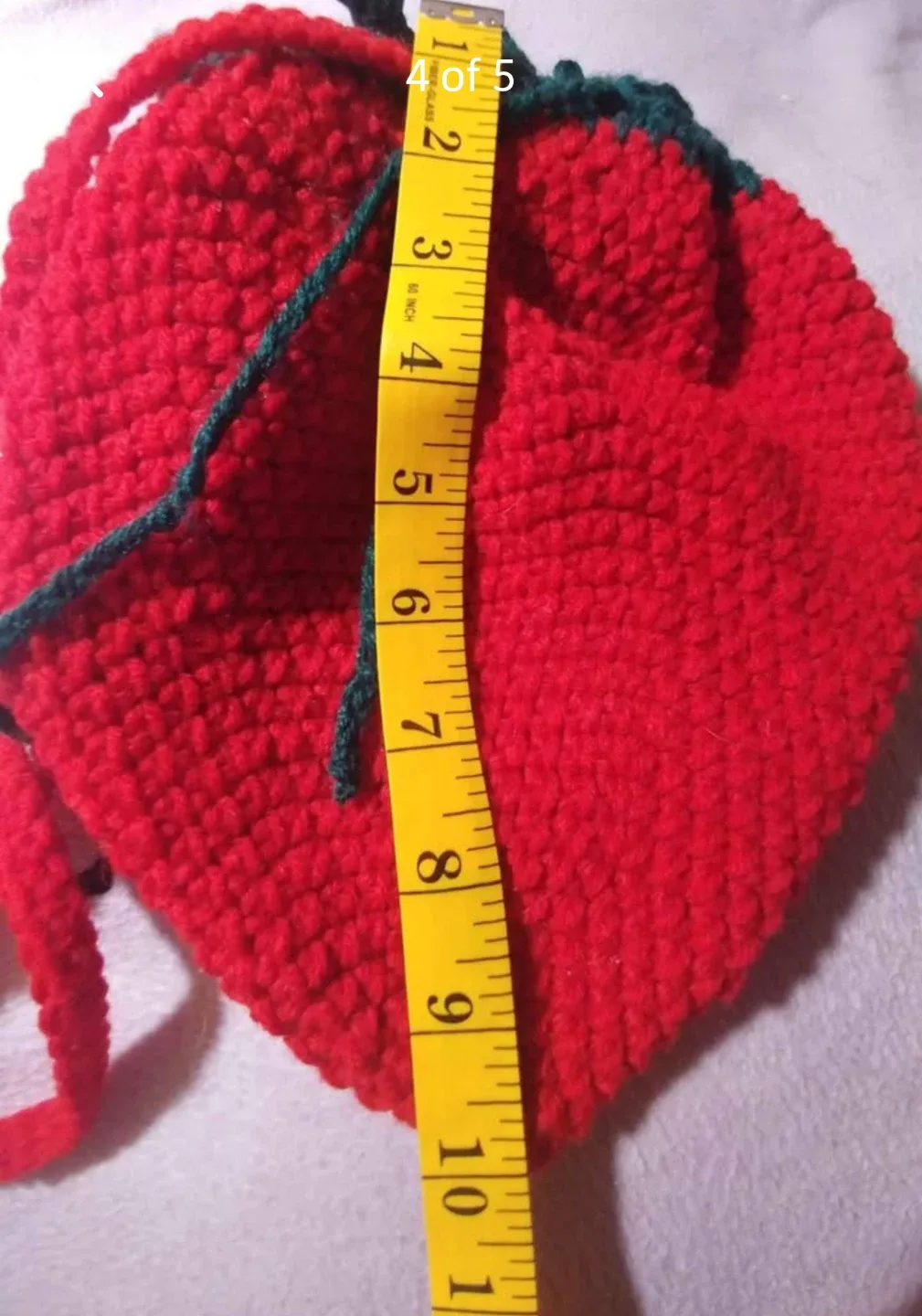 Handmade Crochet Drawstring Strawberry Bag image indicator(4)