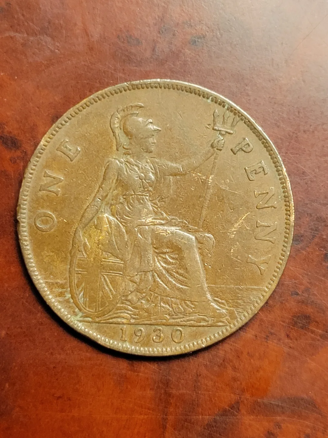 1930 British UK One Penny Coin image indicator(3)