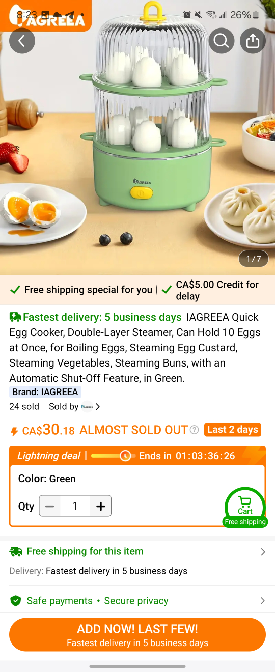 Agreea Egg Cooker -YC-EC01 - Green - photo 4