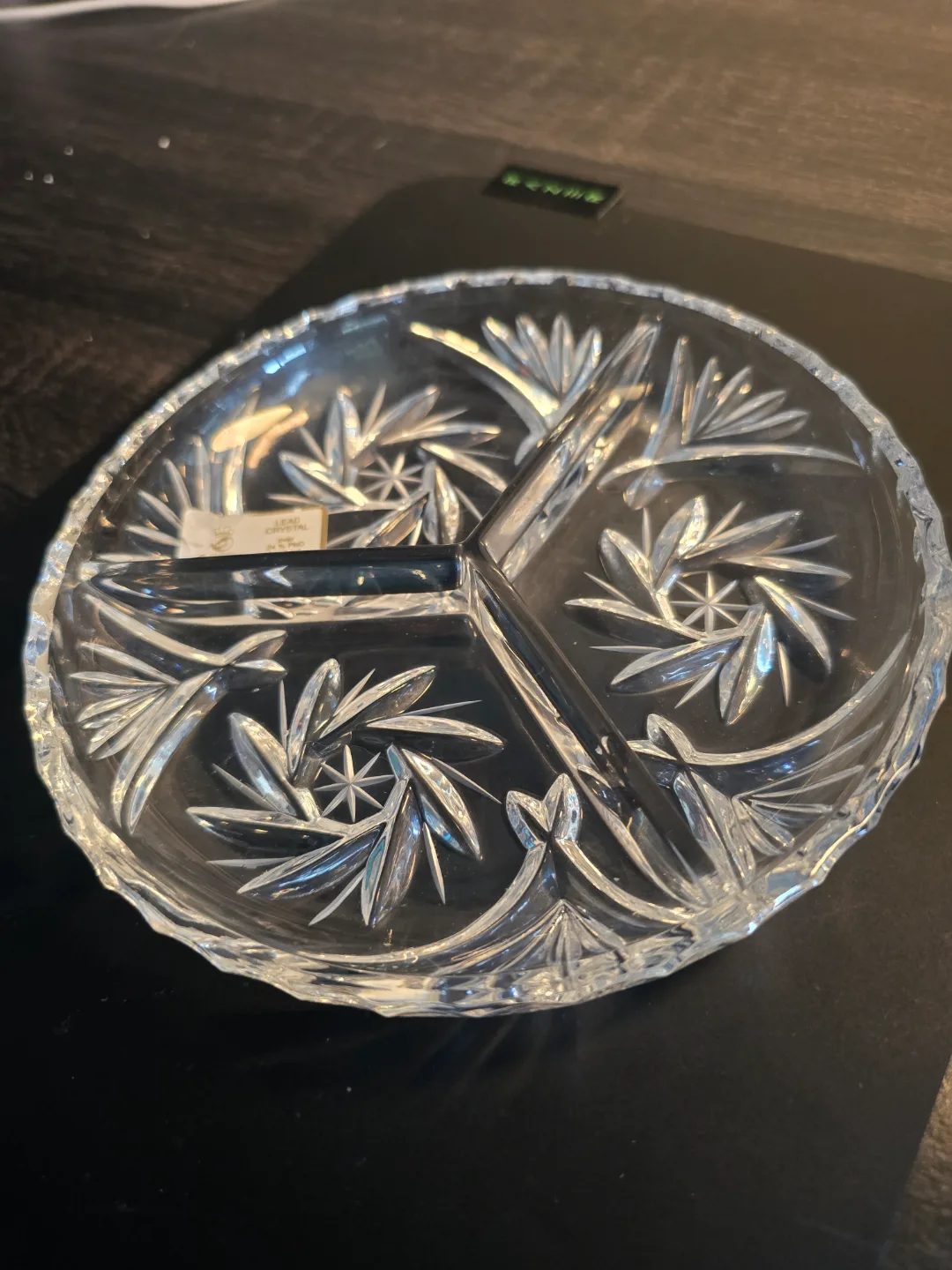Vintage Cristal d'Arques Three-Compartment Crystal Dish thumbnail