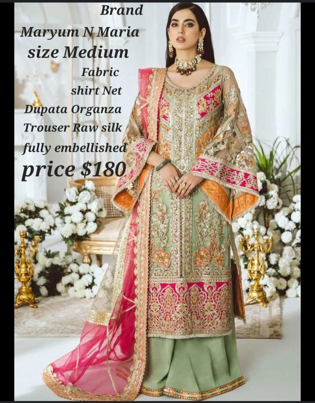 Maryum N Maria -  Three-Piece Embroidered Suit - Size Medium thumbnail