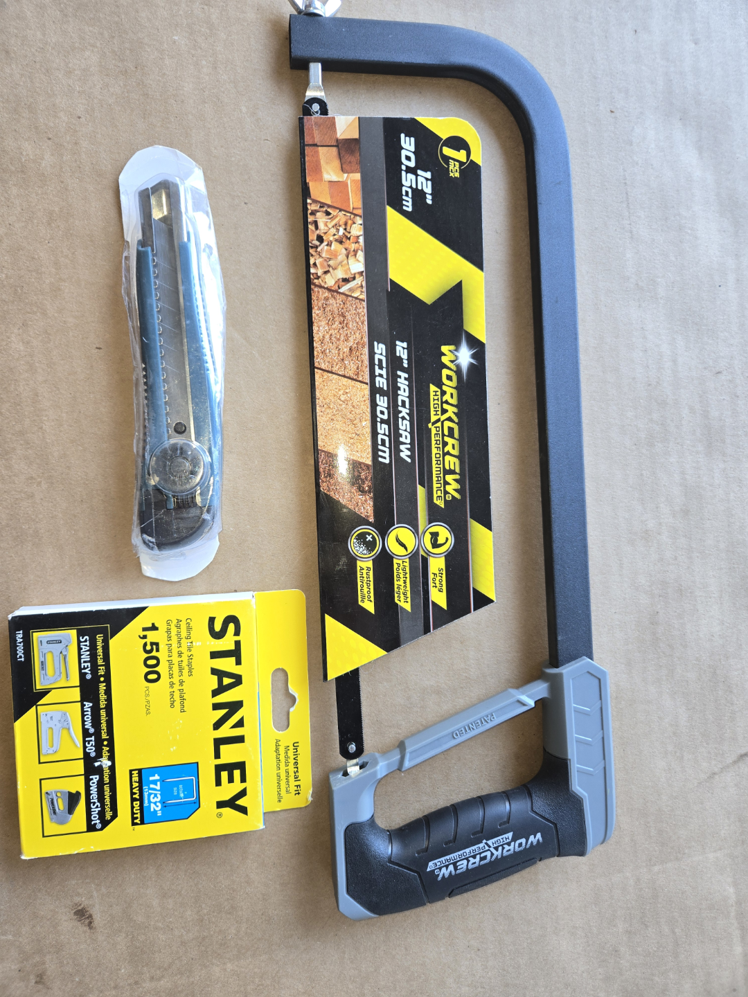 Stanley staples, Workcrew hacksaw, and utility knife - photo 3