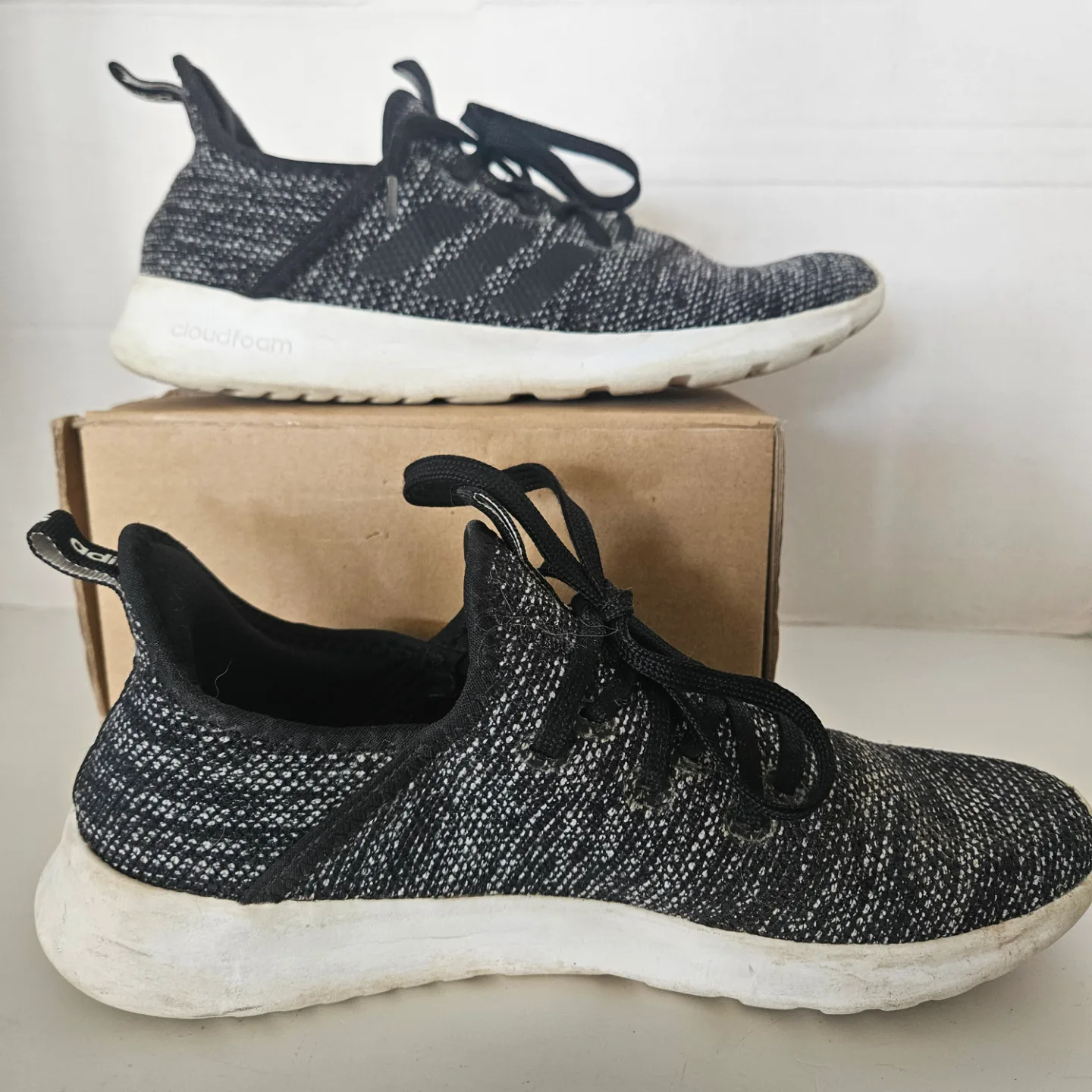 Adidas Shoes Women Size 8 Cloudfoam  Black Sneakers Running thumbnail