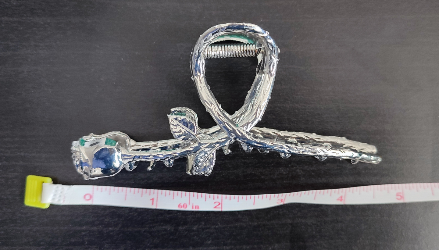 Silver Metal Rose Hair Claw Clip