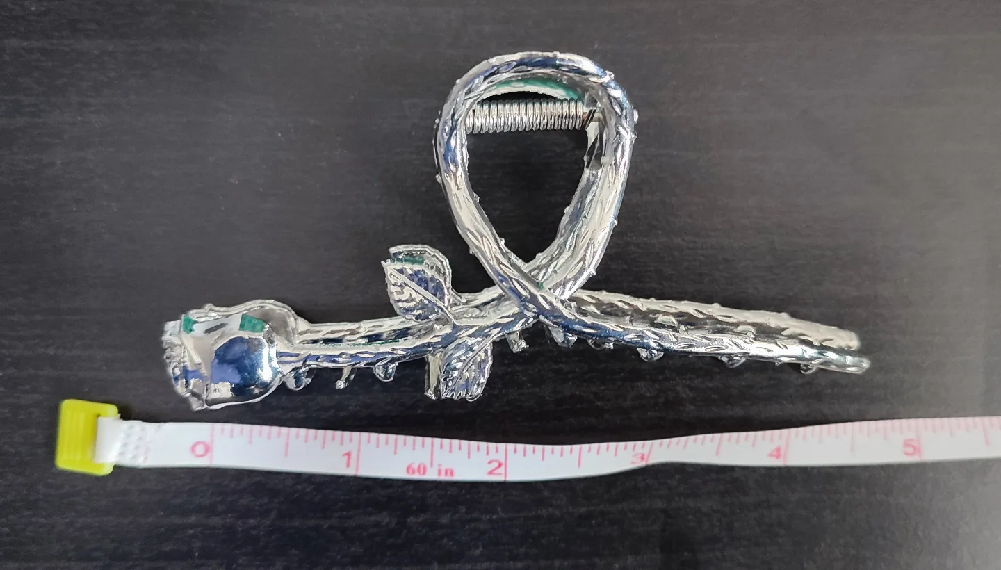 Silver Rose Hair Claw Clip