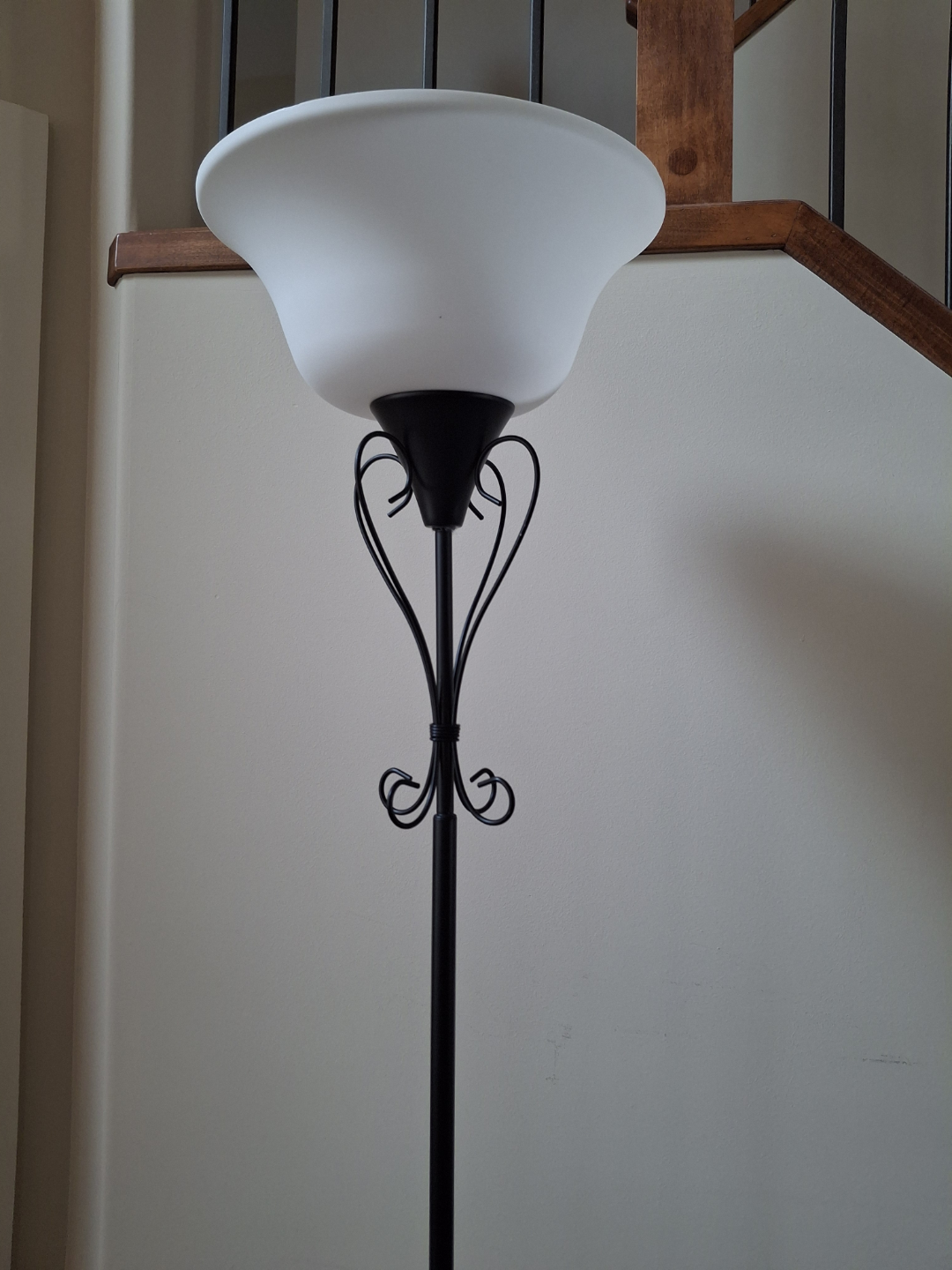 Black Floor Lamp with White Shade