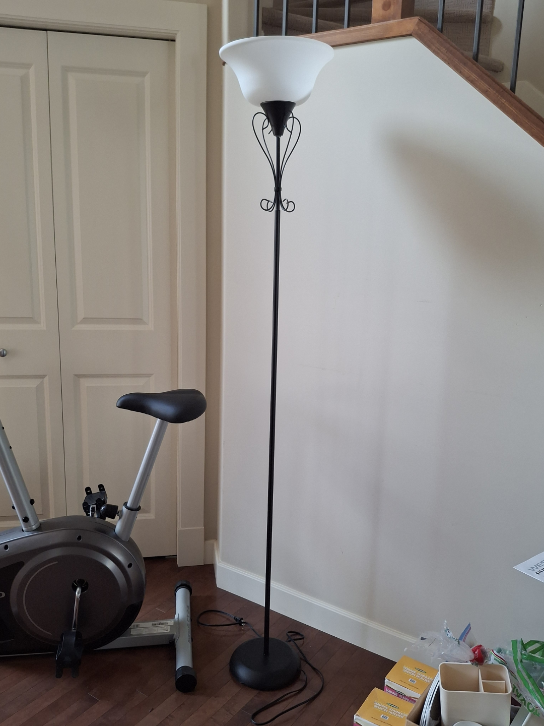 Black Floor Lamp with White Shade - photo 2