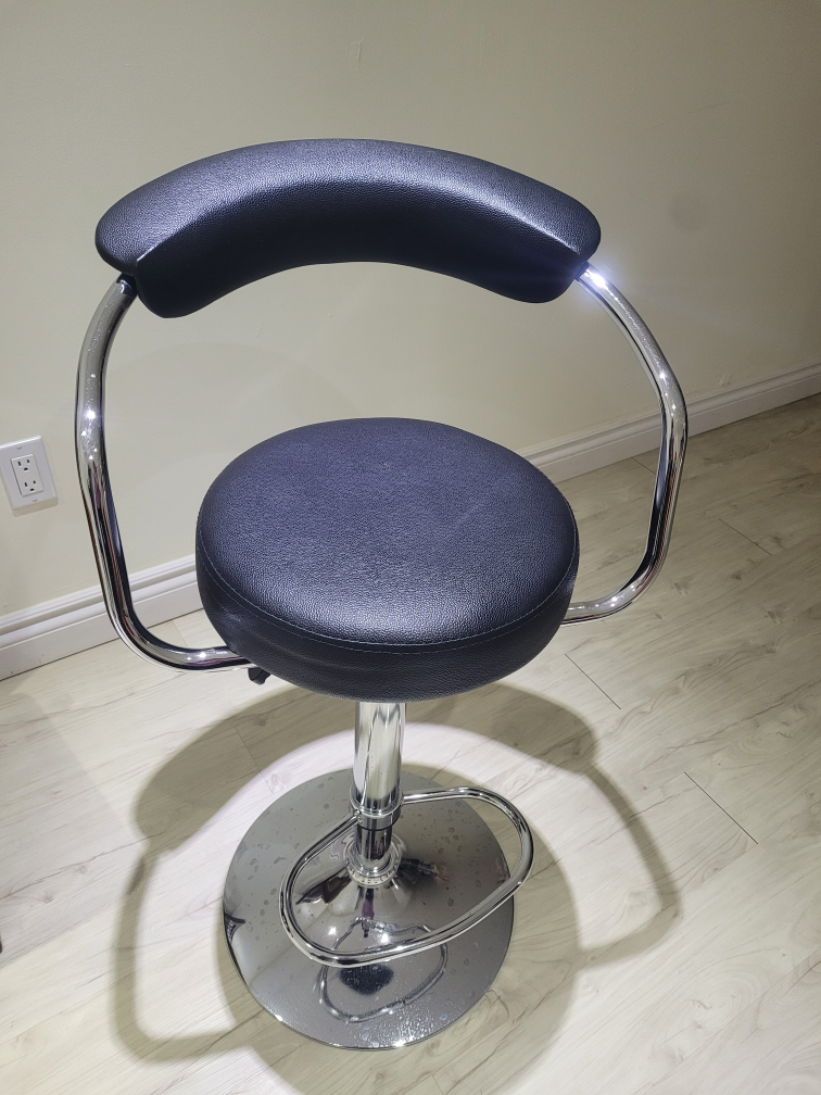 Black Adjustable Bar Stool with Chrome Base - photo 2