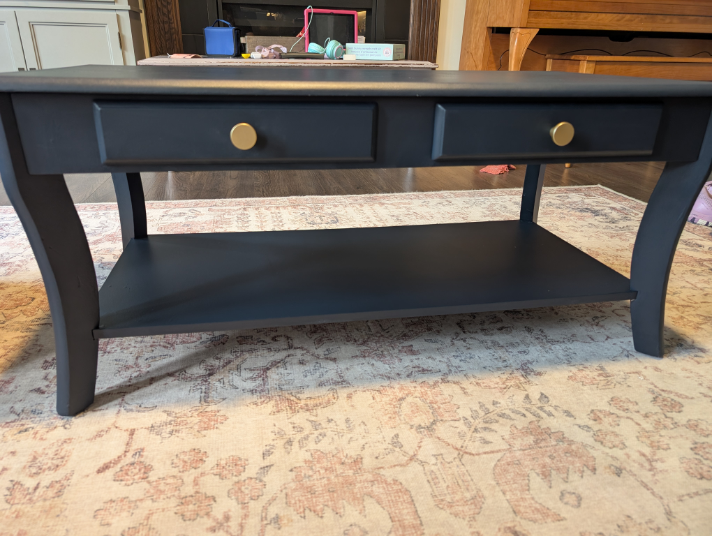Dark Blue Coffee Table with Two Drawers (sold pending pickup) - photo 2