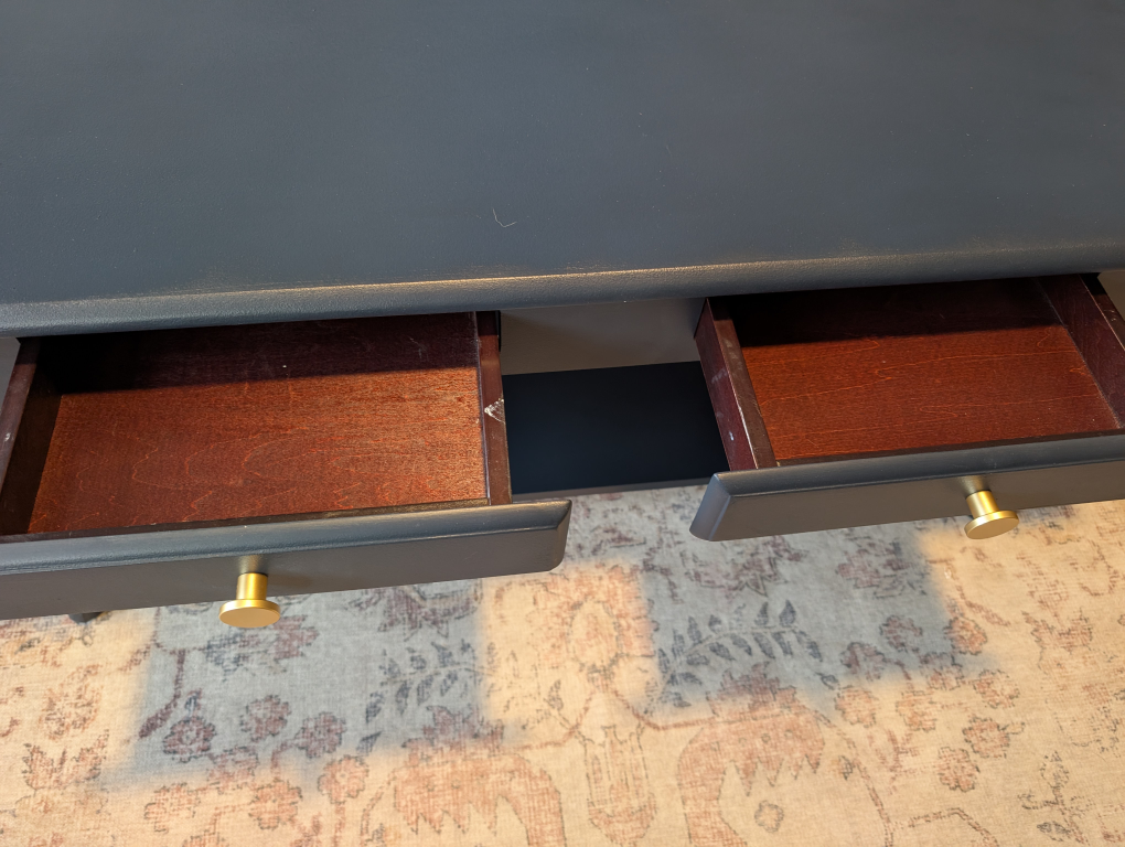 Dark Blue Coffee Table with Two Drawers (sold pending pickup) - photo 4