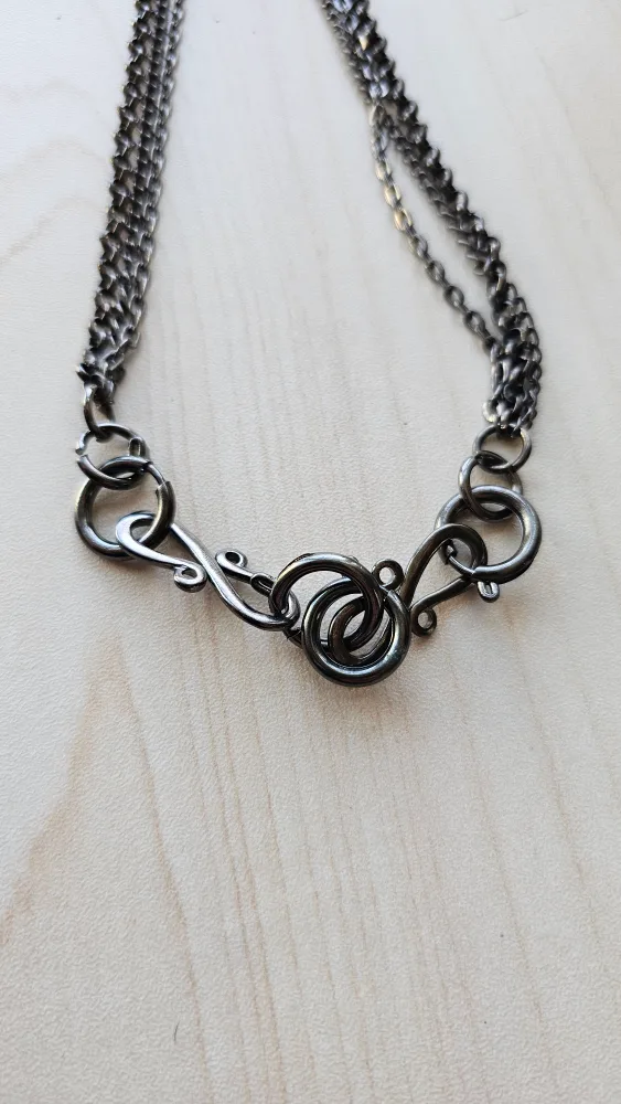 Layered Gunmetal Chain Necklace image indicator(2)