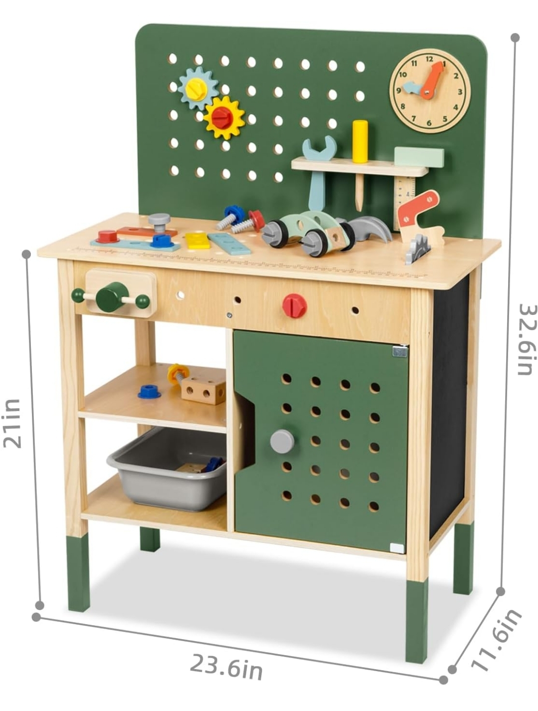 Kids Wooden Tool Bench Playset - Pretend Play Toy Workbench - photo 2