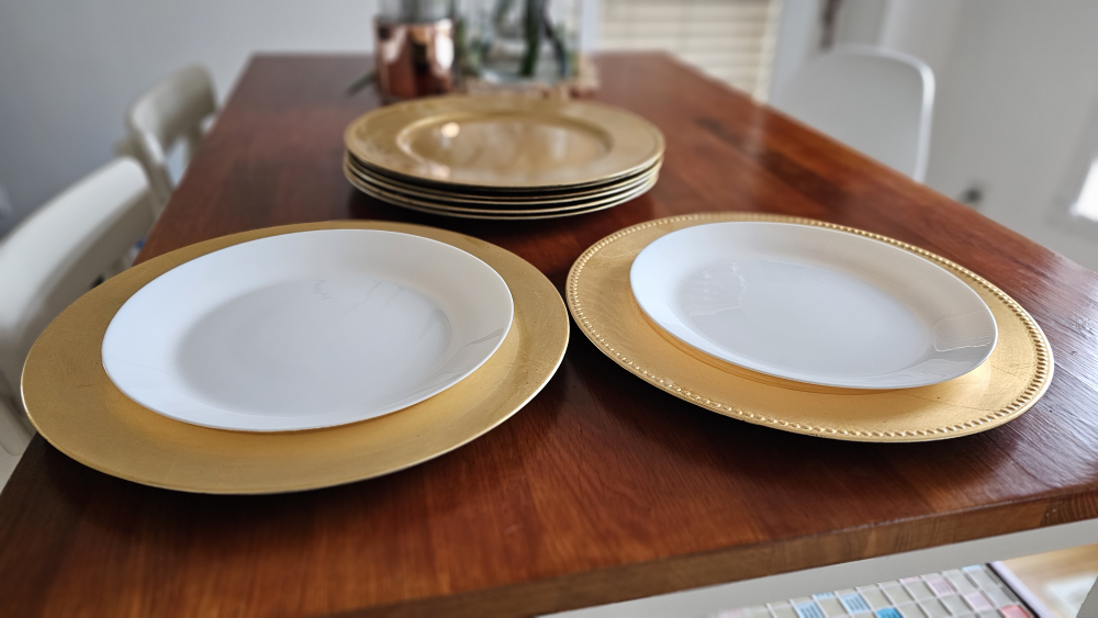 Set of Eight Gold Charger Plates
