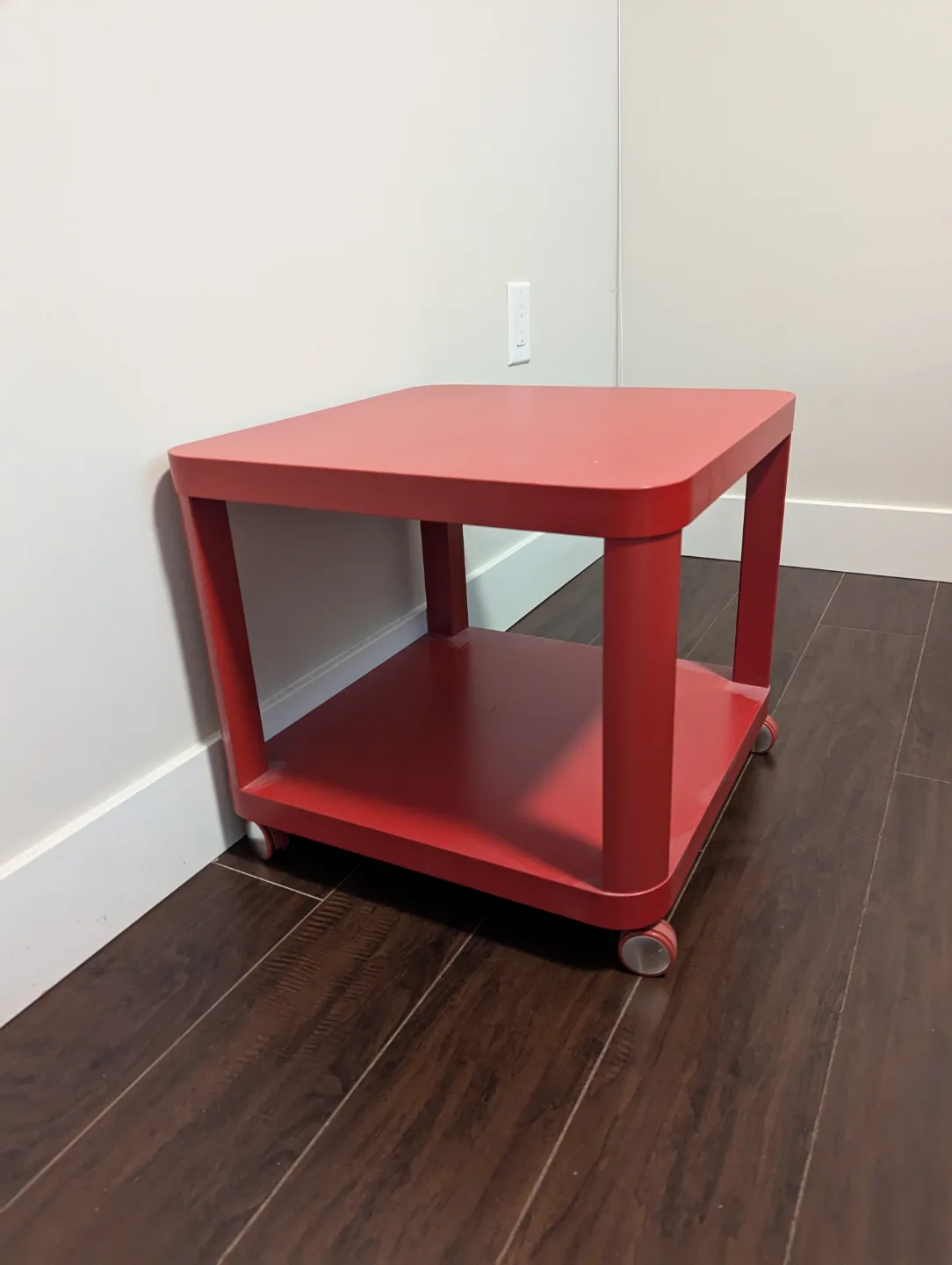 Red rolling side table thumbnail