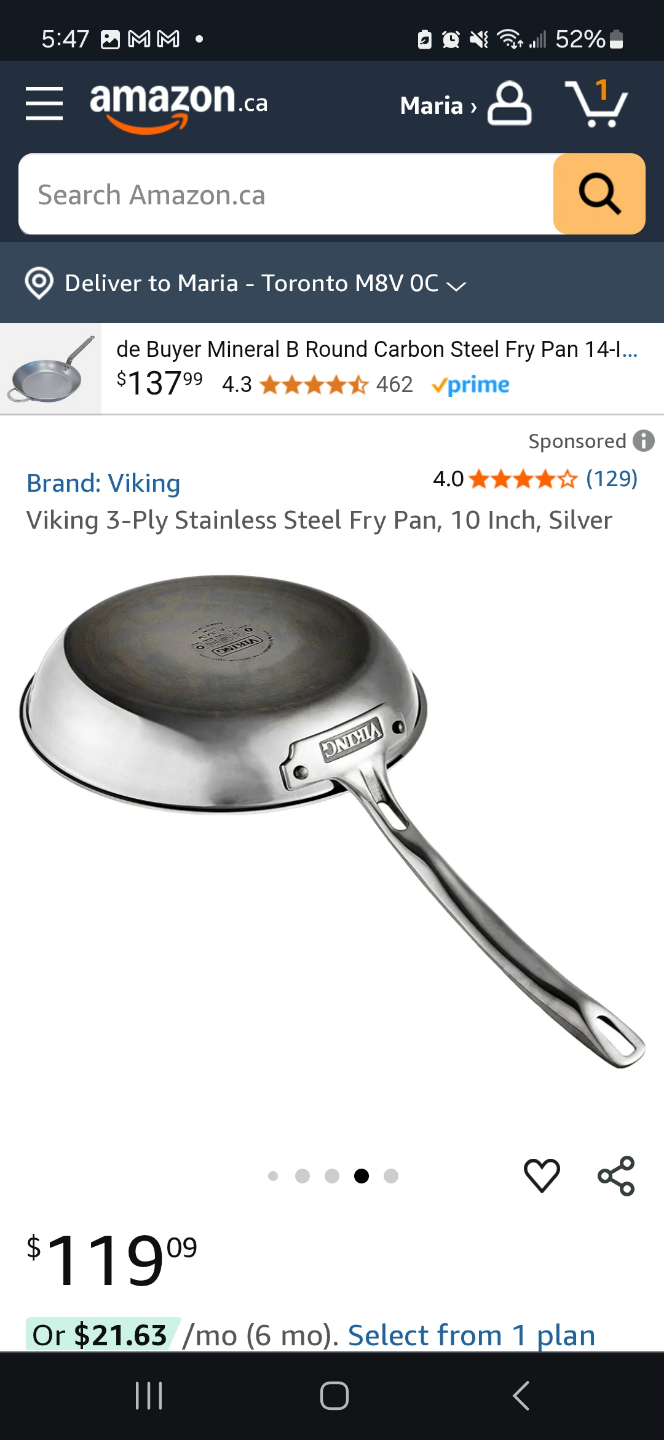 Viking 3-Ply Stainless Steel Fry Pan, 10 inch, Silver - photo 2