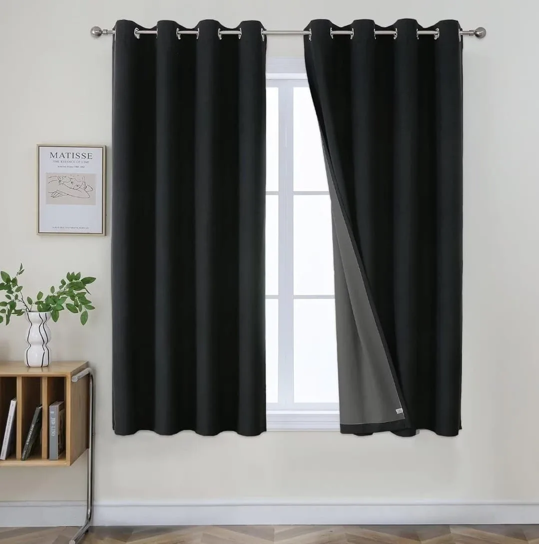 100% Blackout Curtains with Grommets - Black thumbnail