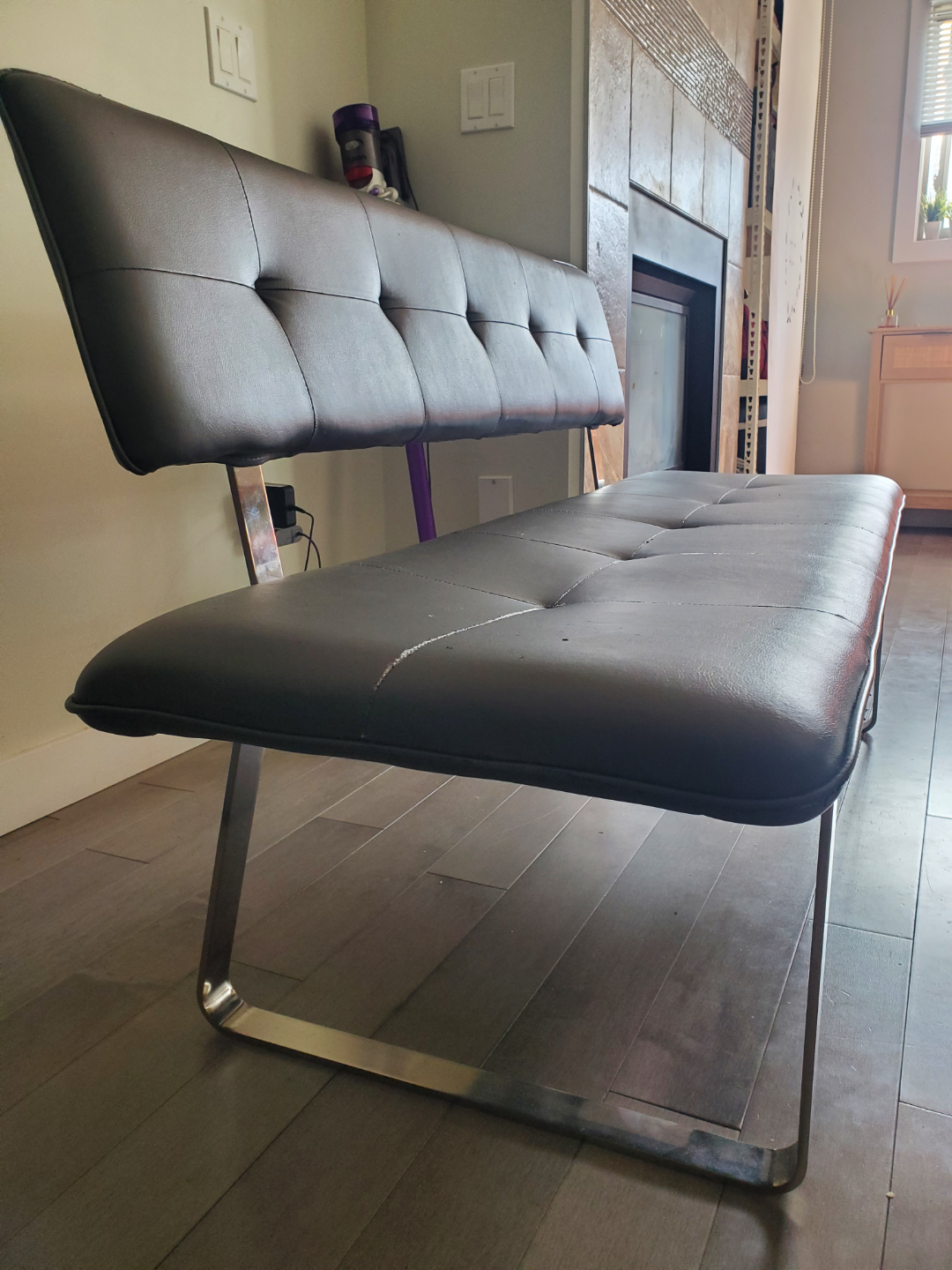 Grey Bench with Metal Legs - photo 2