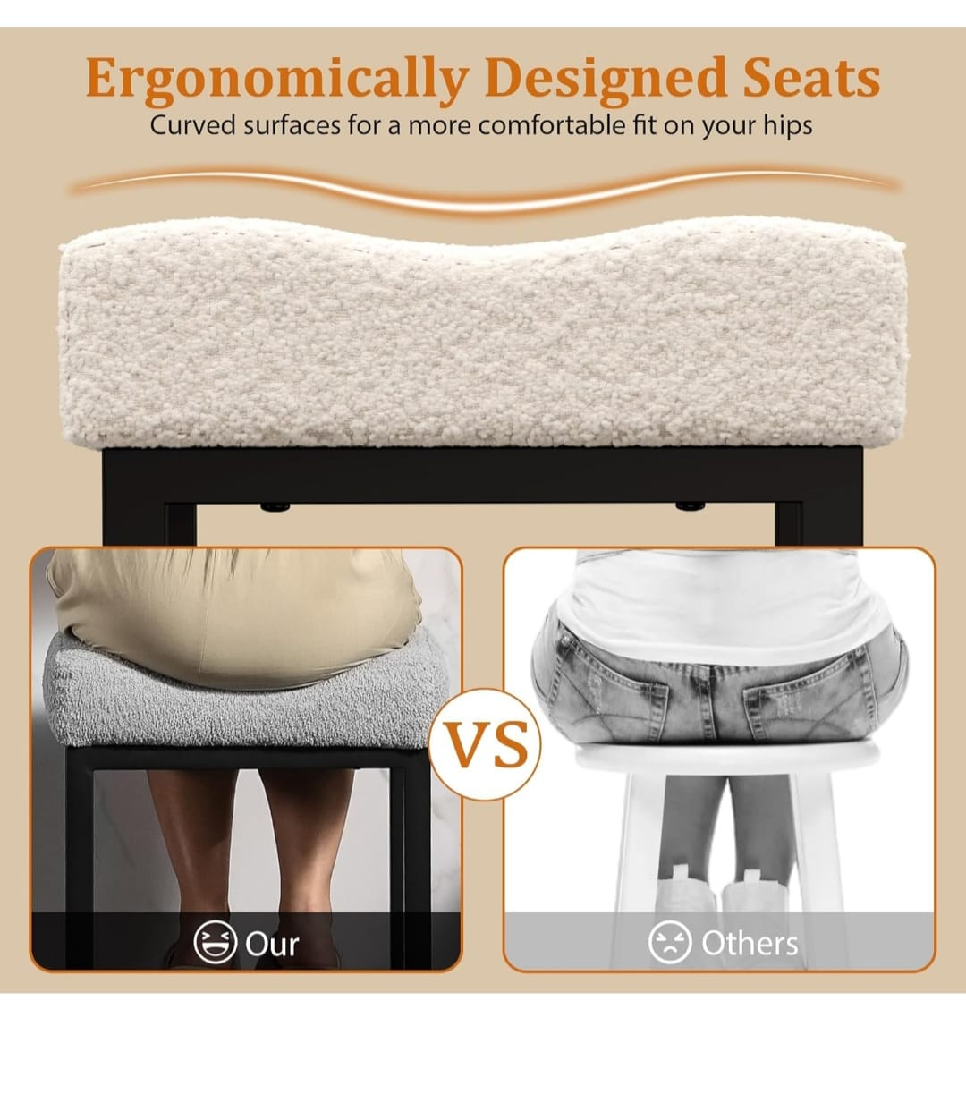 Set of 3 Modern Bar Stools with Thick Cushions - photo 2