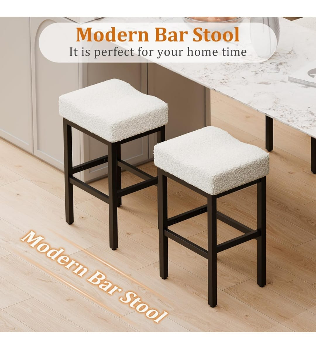 Set of 3 Modern Bar Stools with Thick Cushions - photo 5