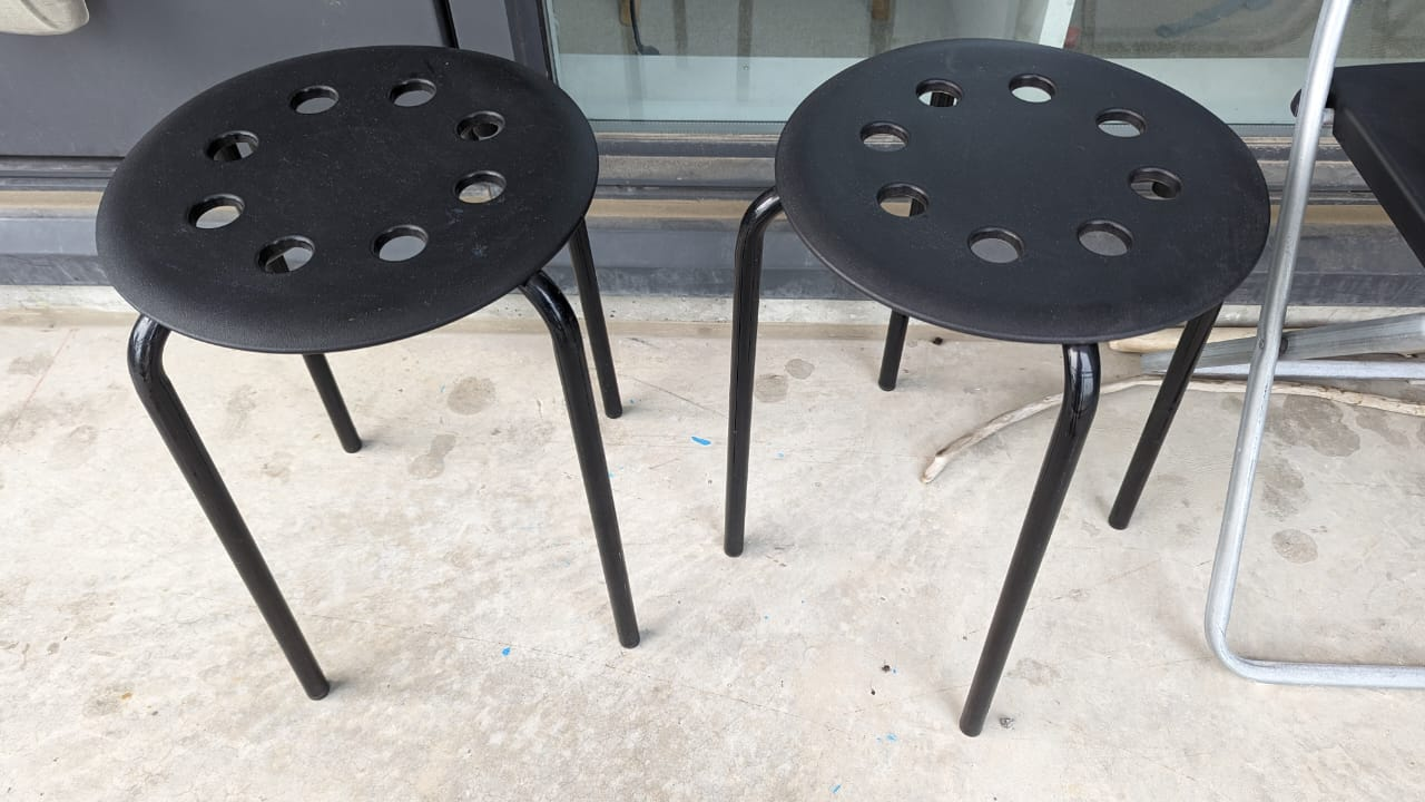 Set of 2 Black Folding Chairs & 2 Black Stools - photo 3