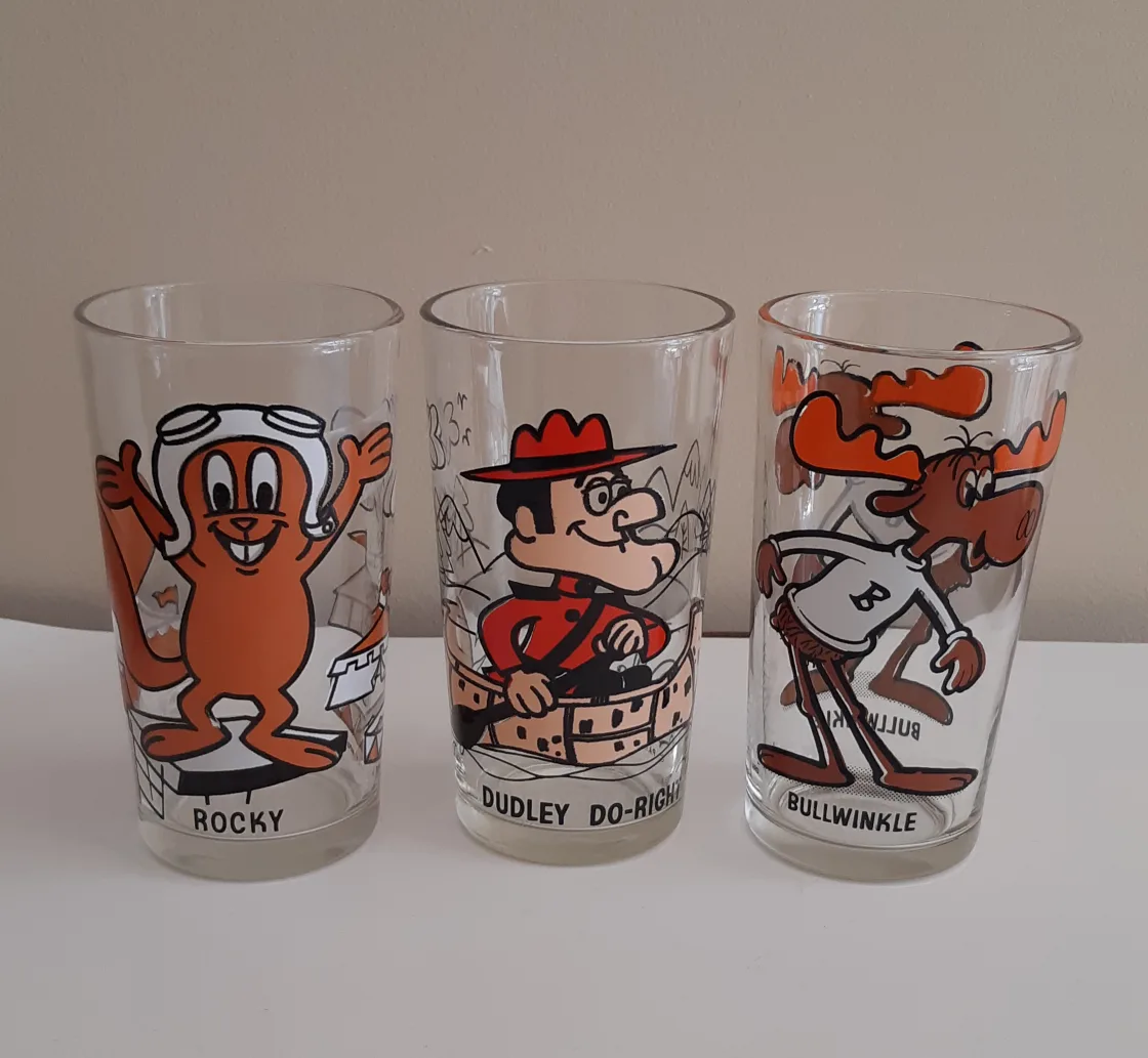 Complete Set of Rocky and Bullwinkle Pepsi Glasses image indicator(3)