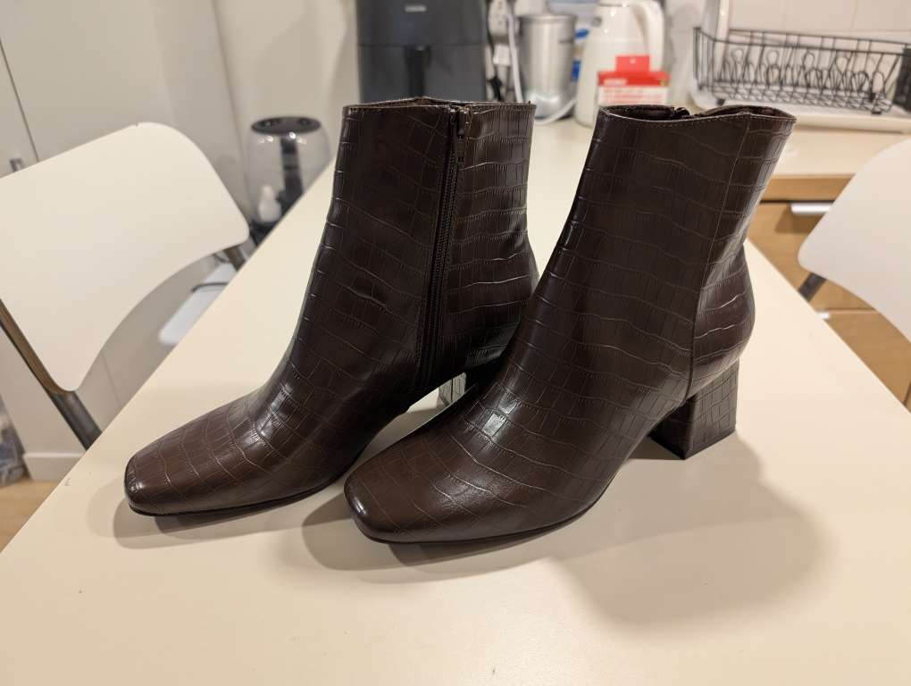 Old Navy Brown Faux Crocodile Block Heel Boots