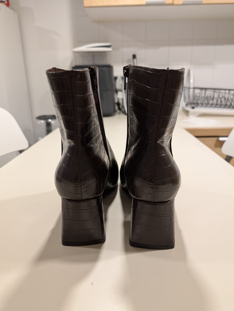 Old Navy Brown Faux Crocodile Block Heel Boots - photo 4