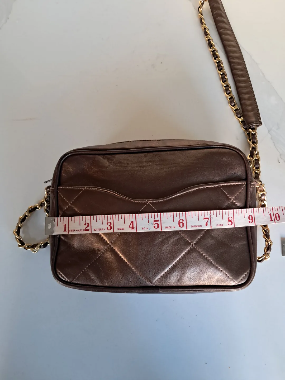 💚Vintage Metallic Brown/Bronze  Leather Shoulder Bag image indicator(8)