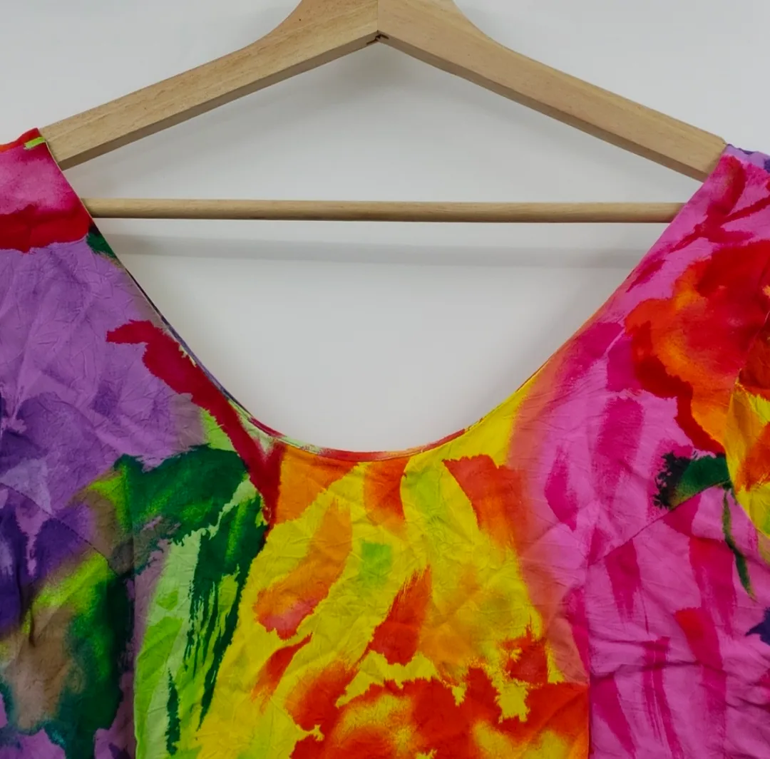 Vintage Vibrant Floral Sleeveless Dress By Jams World image indicator(2)