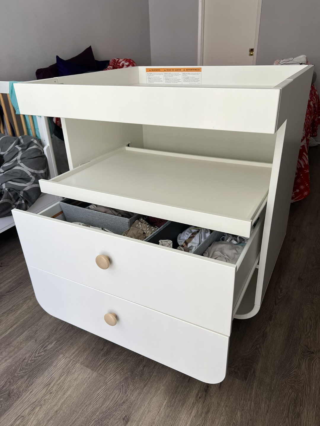 White Baby Changing Table with Drawers